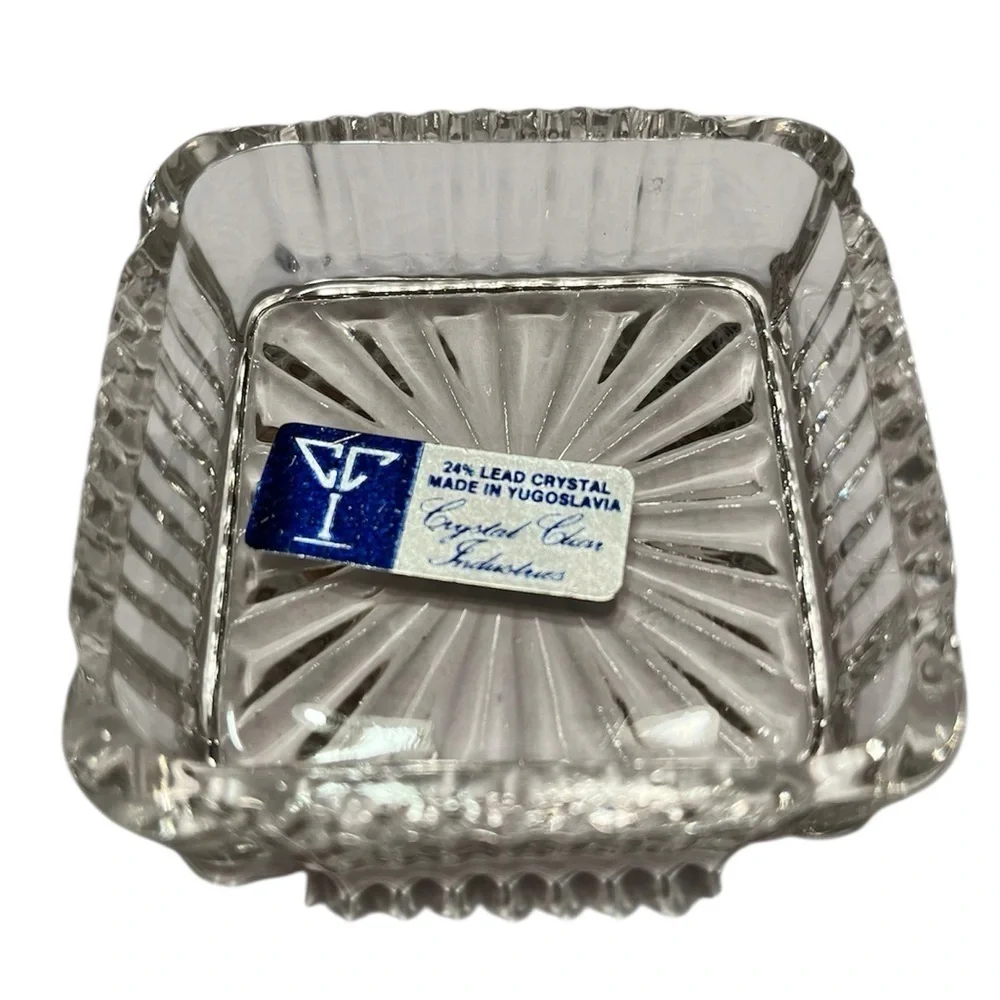 Crystal Clear Industries 24% Lead Crystal Bow Trinket Jewelry Box